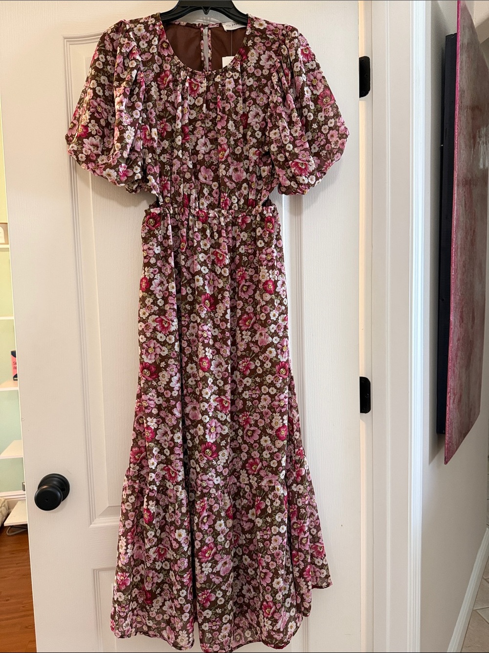 Blu Pepper Pink and Brown Floral Dress